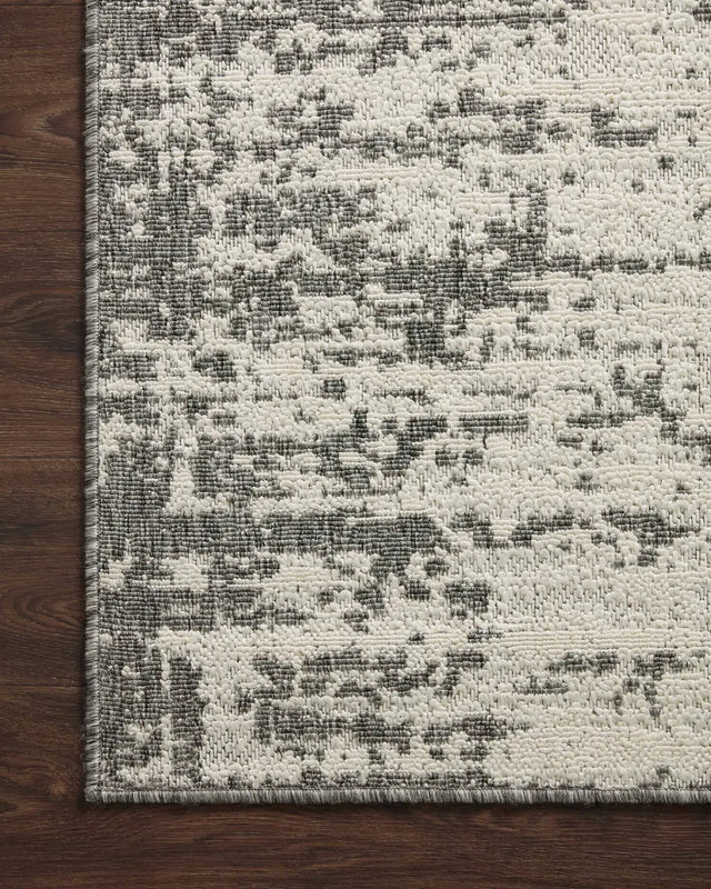 Loloi Rainier Rai-01 Ivory/Grey Rug - corner on wood