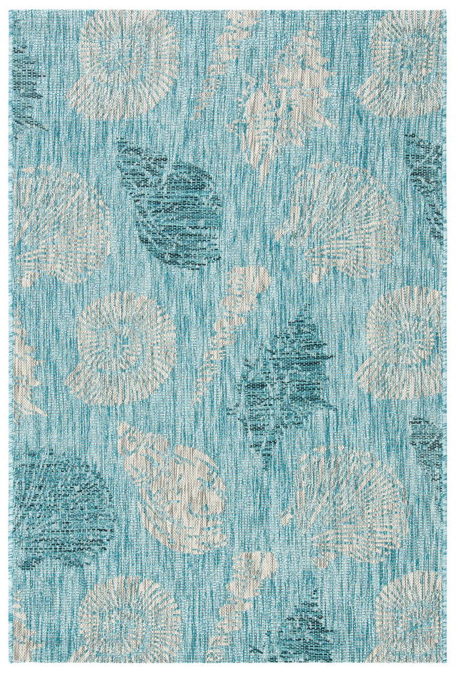 Safavieh Courtyard 4'-0" x 5'-7" Rug in Aqua / Cream