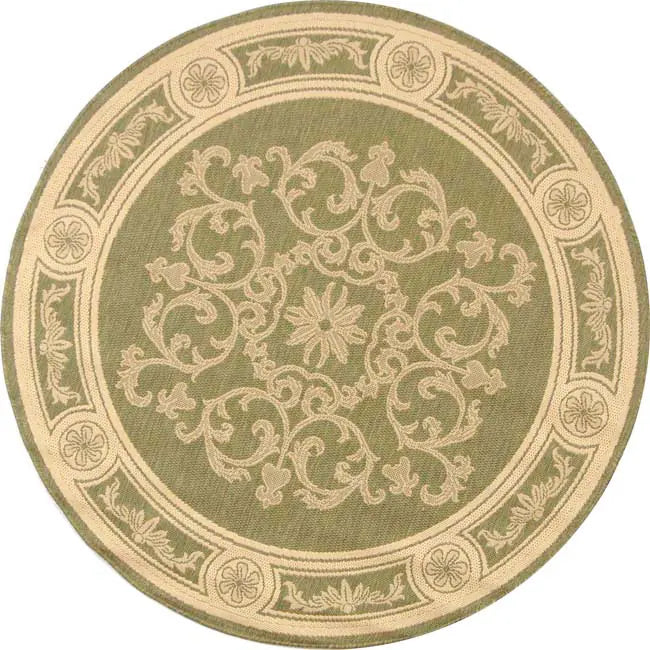 Safavieh Courtyard 5'-3" x 5'-3" Rug in Olive / Natural