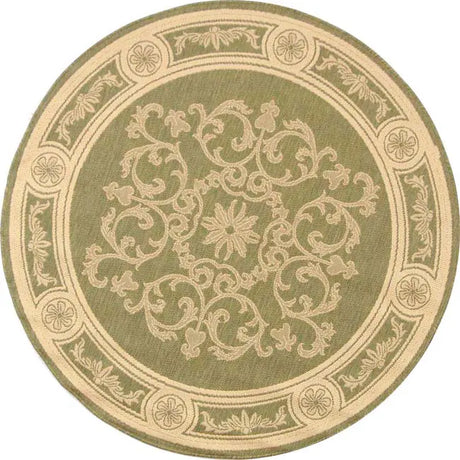 Safavieh Courtyard 5'-3" x 5'-3" Rug in Olive / Natural