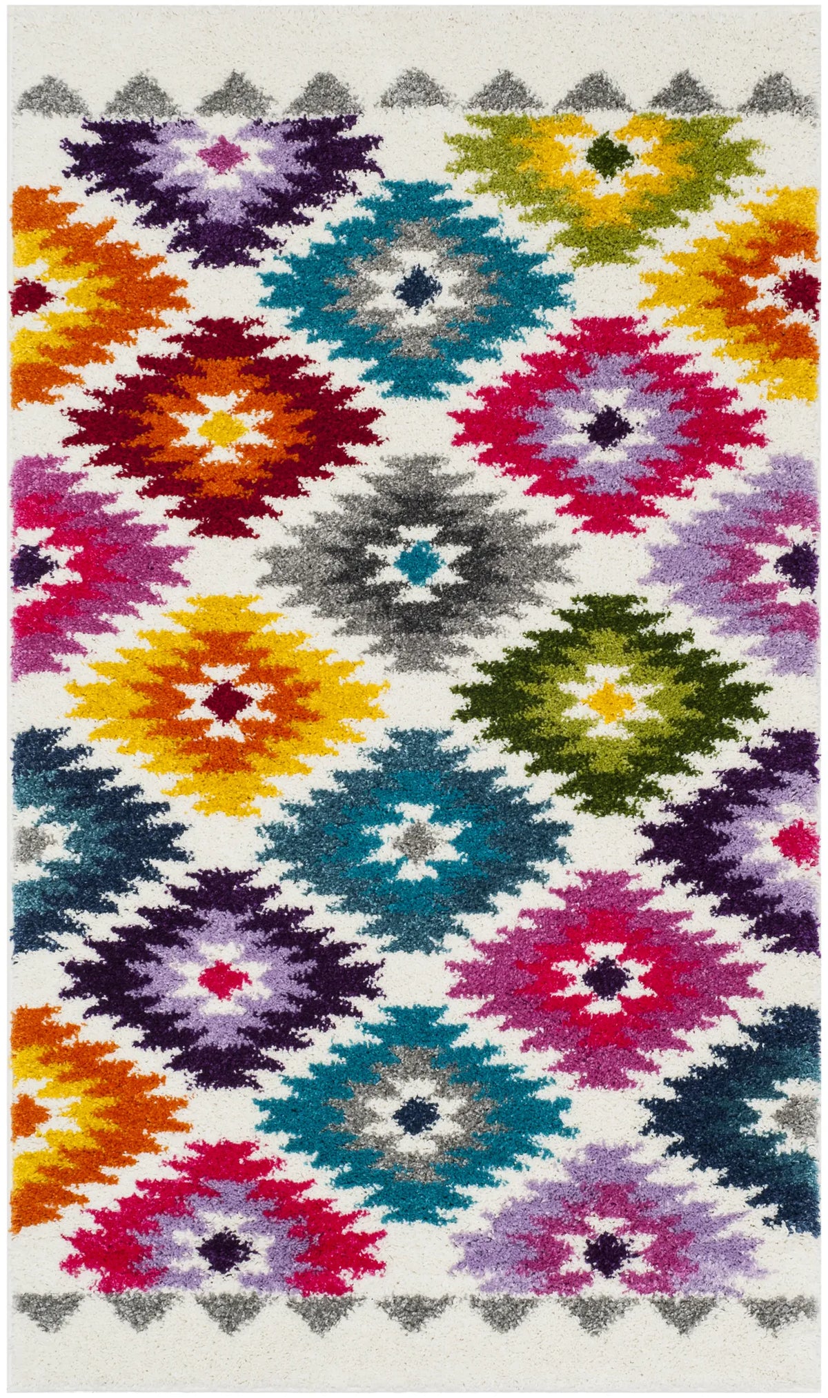 Safavieh Fiesta Shag 3'-0" x 5'-0" Rug in Cream / Multi