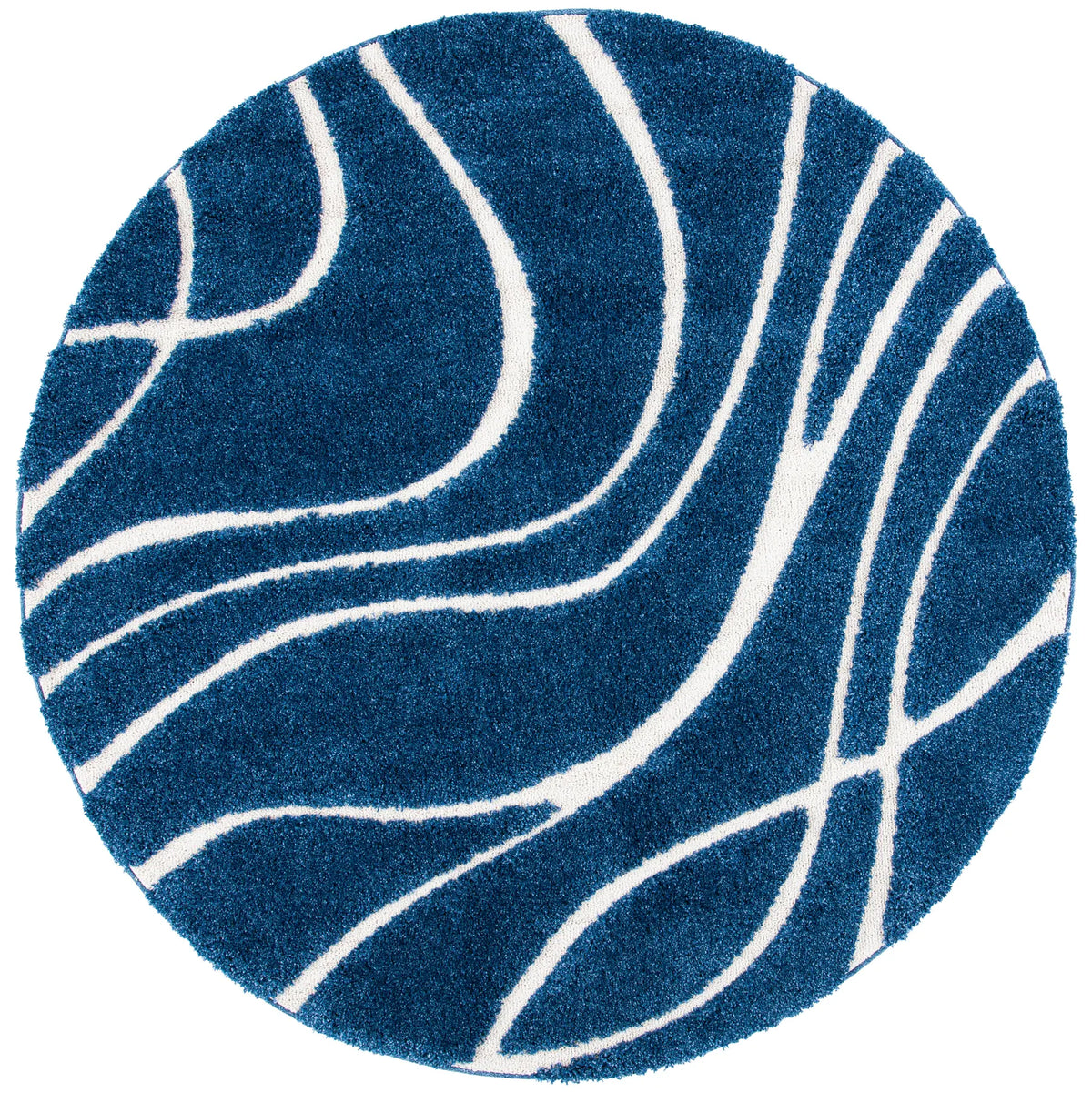 Safavieh Florida Shag 5'-0" x 5'-0" Rug in Navy / Ivory