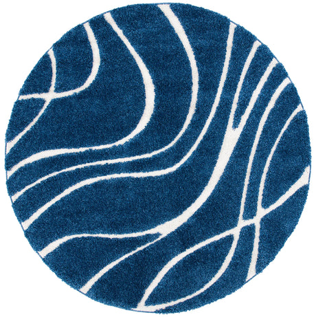 Safavieh Florida Shag 5'-0" x 5'-0" Rug in Navy / Ivory