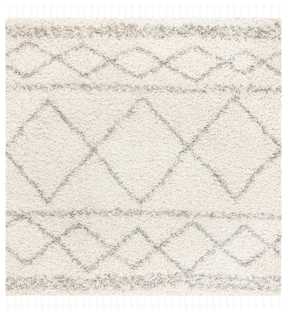 Safavieh Pro Lux Shag 400 6'-7" x 6'-7" Rug in Ivory / Light Grey