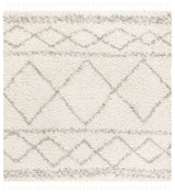Safavieh Pro Lux Shag 400 6'-7" x 6'-7" Rug in Ivory / Light Grey