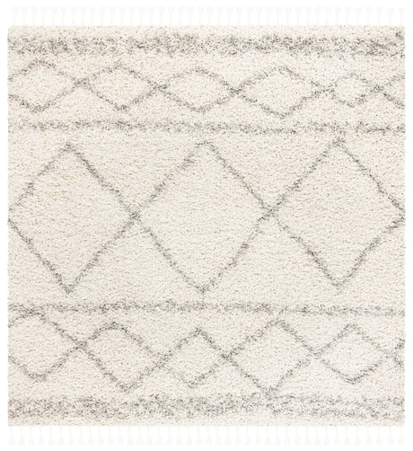 Safavieh Pro Lux Shag 400 6'-7" x 6'-7" Rug in Ivory / Light Grey