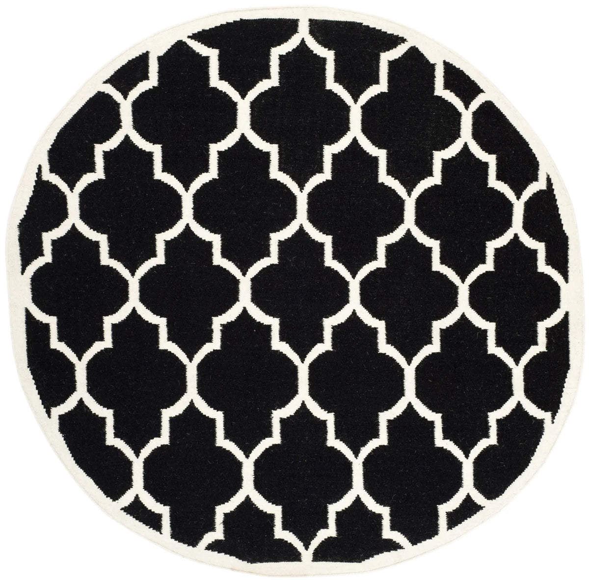 Safavieh Dhurries 6'-0" x 6'-0" Rug in Black / Ivory
