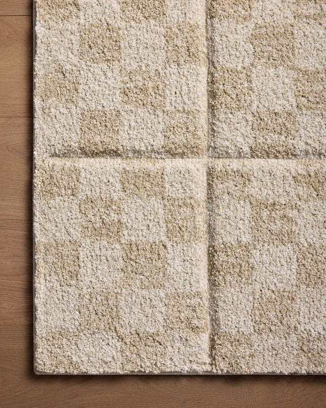 Loloi Silas Sla-01 Oatmeal/Sand Rug - corner on wood