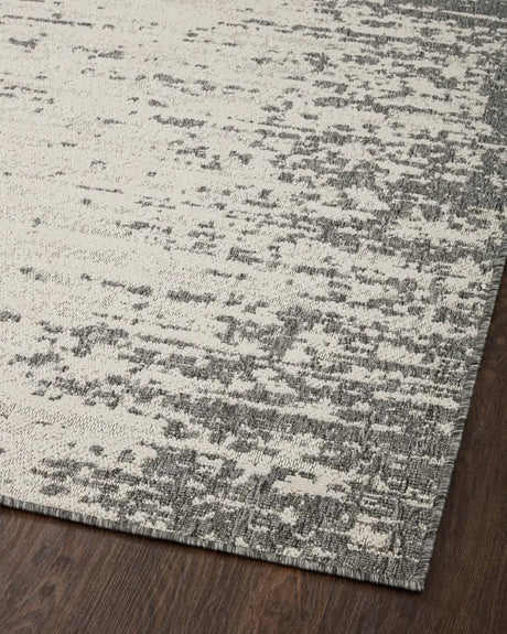 Loloi Rainier Rai-01 Ivory/Grey Rug - angled corner on wood