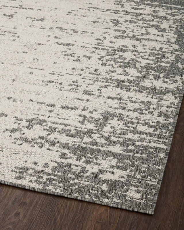 Loloi Rainier Rai-01 Ivory/Grey Rug - angled corner on wood