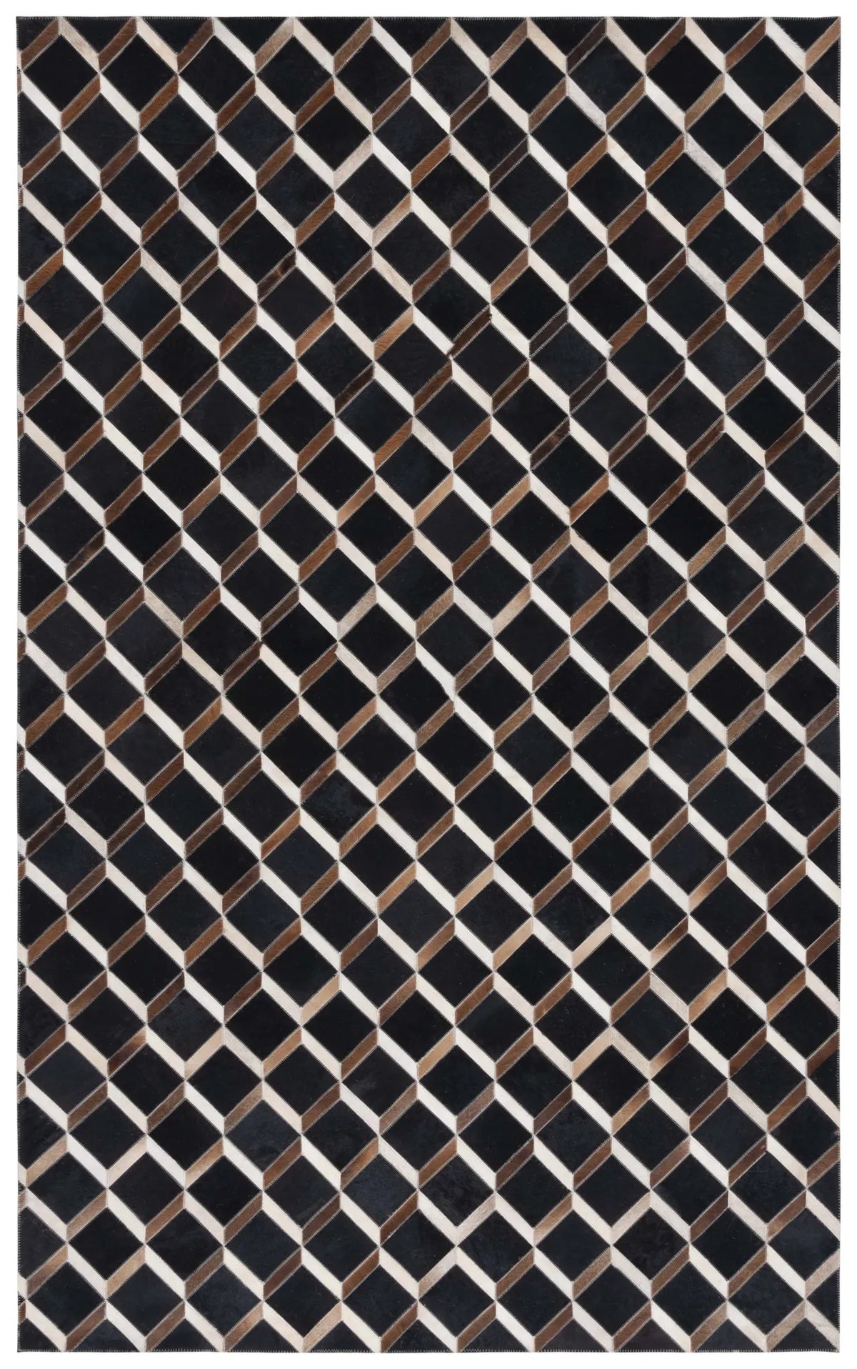 Safavieh Studio Leather 4'-0" x 6'-0" Rug in Black / Brown