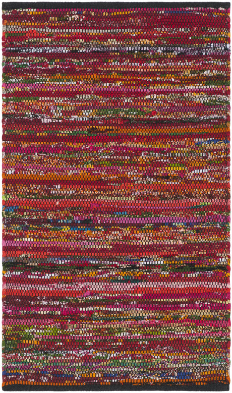 Safavieh Rag Rug 2'-6" x 4'-0" Rug in Fuchsia / Black