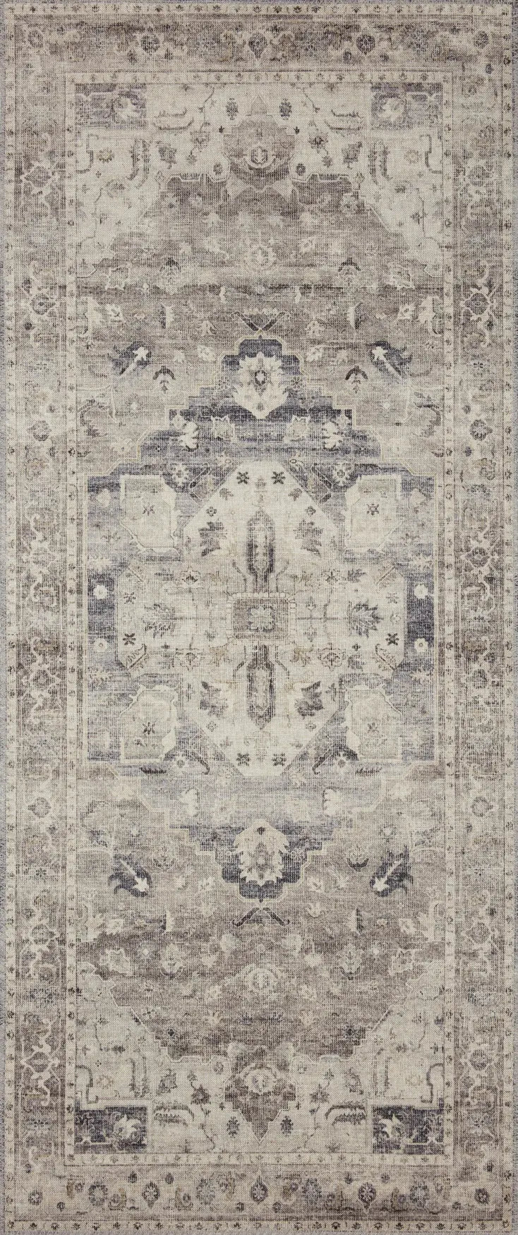 Loloi Hathaway Hth-05 Steel/Ivory Rugs - runner flat