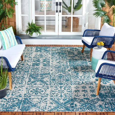 Safavieh Courtyard 6'-7" x 9'-6" Rug in Blue / Grey