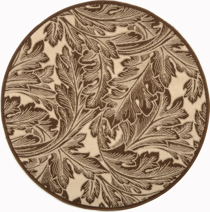 Safavieh Courtyard 5'-3" x 5'-3" Rug in Natural / Chocolate