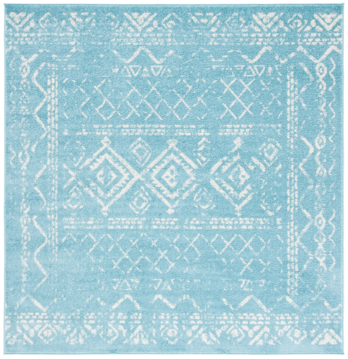 Safavieh Tulum 6'-7" x 6'-7" Rug in Turquoise / Ivory