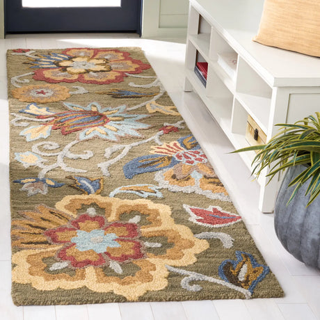 Safavieh Blossom 2'-3" x 12'-0" Rug in Green / Red