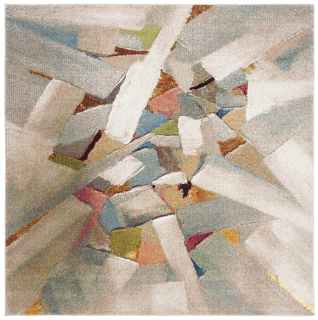 Safavieh Porcello 6'-7" x 6'-7" Rug in Grey / Multi