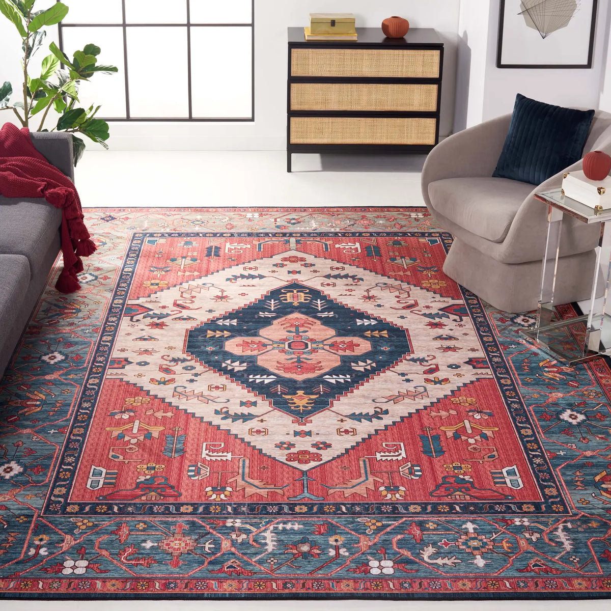 Safavieh Tucson 10'-0" x 14'-0" Rug in Rust / Blue