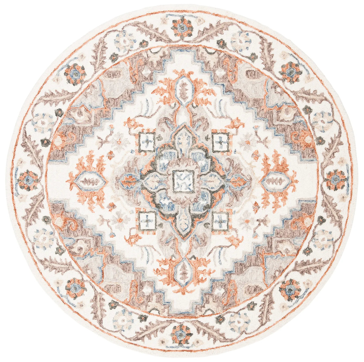 Safavieh Micro-Loop 5'-0" x 5'-0" Rug in Ivory / Rust