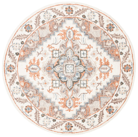 Safavieh Micro-Loop 5'-0" x 5'-0" Rug in Ivory / Rust