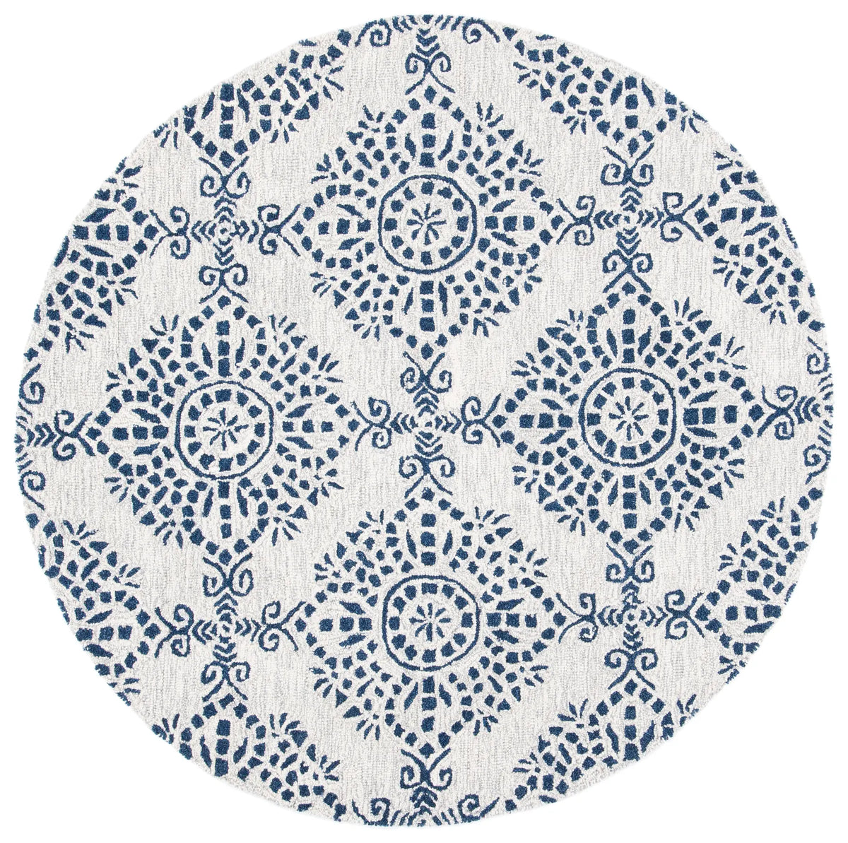 Safavieh Micro-Loop 5'-0" x 5'-0" Rug in Ivory / Blue
