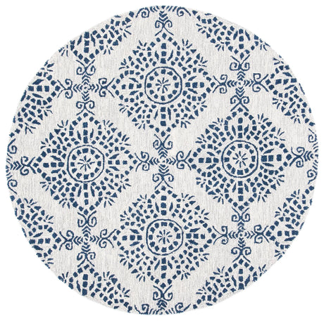 Safavieh Micro-Loop 5'-0" x 5'-0" Rug in Ivory / Blue