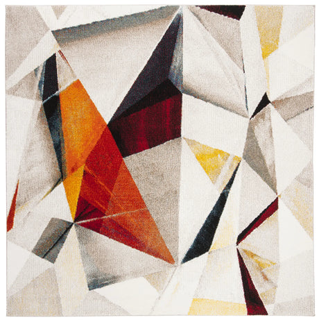 Safavieh Porcello 6'-7" x 6'-7" Rug in Light Grey / Orange