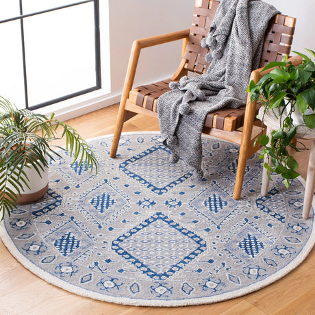 Safavieh Micro-Loop 5'-0" x 5'-0" Rug in Light Grey / Blue