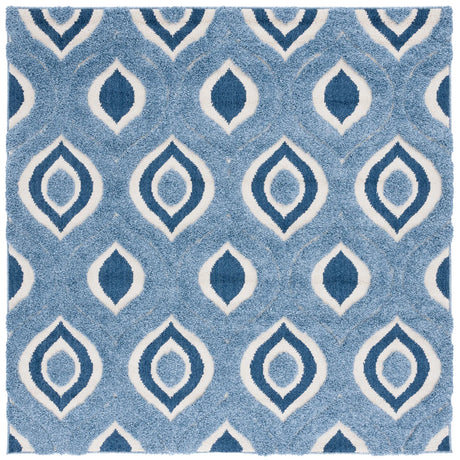 Safavieh Florida Shag 6'-7" x 6'-7" Rug in Blue / Ivory