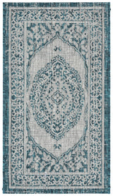 Safavieh Courtyard 2'-0" x 3'-7" Rug in Light Grey / Teal