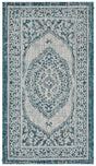 Safavieh Courtyard 2'-0" x 3'-7" Rug in Light Grey / Teal