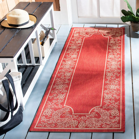 Safavieh Courtyard 2'-3" x 6'-7" Rug in Red / Natural