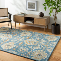 Surya Caesar Cae-1225 Sterling Grey, Beetle Blue, Grey, Pewter, Camel Area Rug