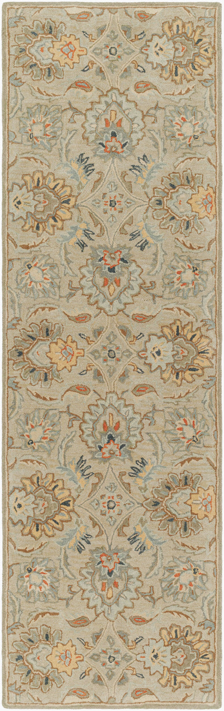 Livabliss Caesar Cae-1227 Warm Grey, Slate Grey Taupe, Sage, Camel, Metallic - Silver Rug - runner flat view