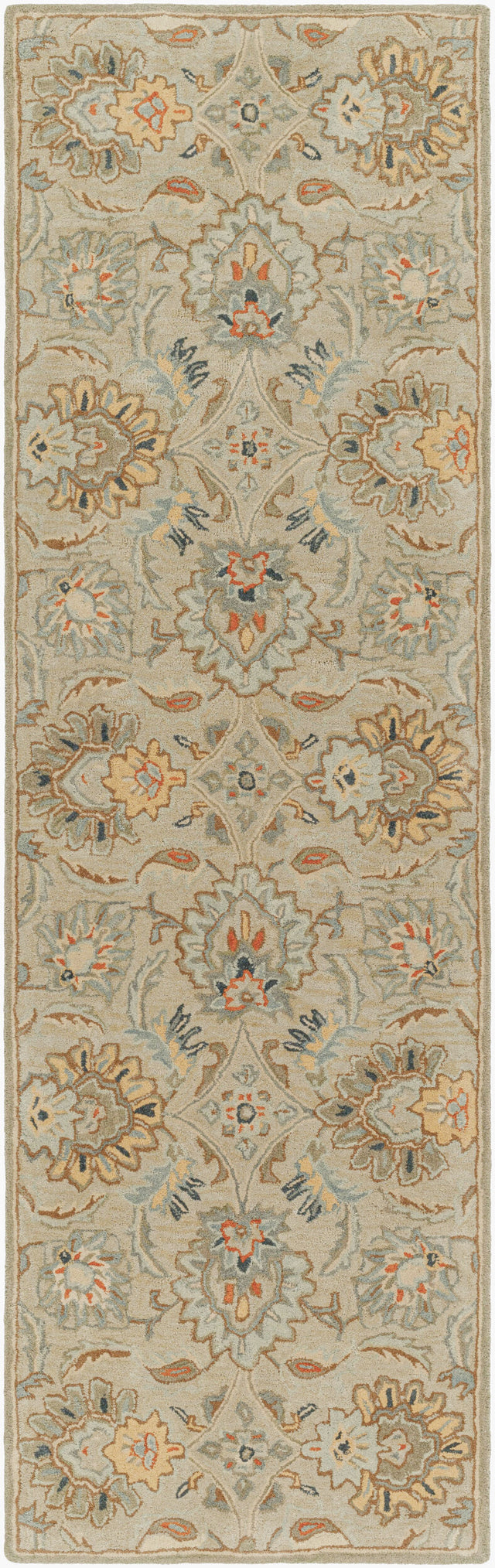 Livabliss Caesar Cae-1227 Warm Grey, Slate Grey Taupe, Sage, Camel, Metallic - Silver Rug - runner flat view