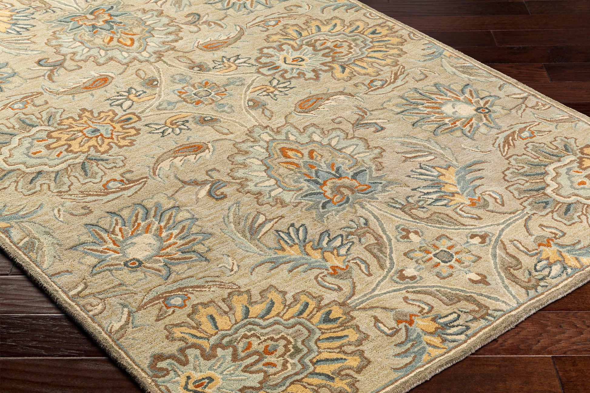 Surya Caesar Cae-1227 Warm Grey, Slate Grey Taupe, Sage, Camel, Metallic - Silver Area Rug