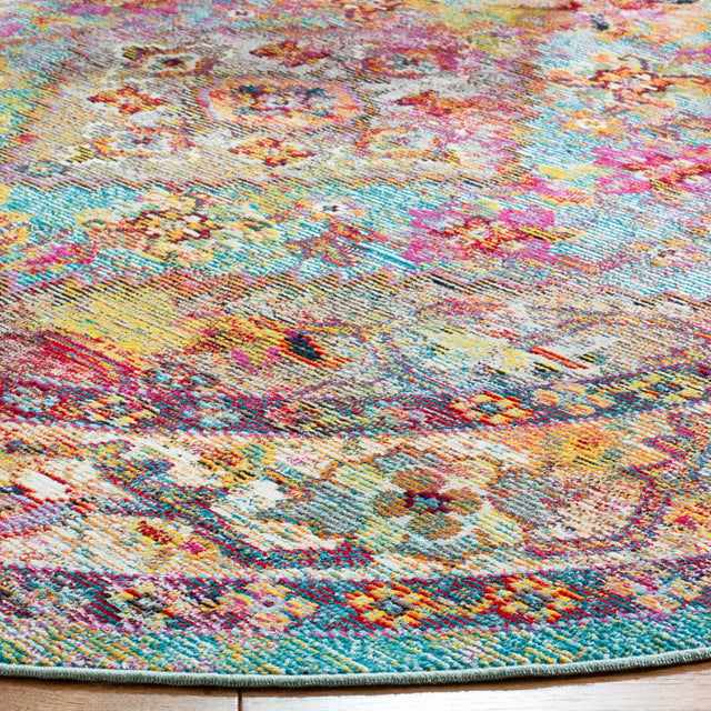 Safavieh Crystal 7'-0" x 7'-0" Rug in Light Blue / Orange