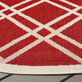 Safavieh Courtyard 7'-10" x 7'-10" Rug in Red / Bone