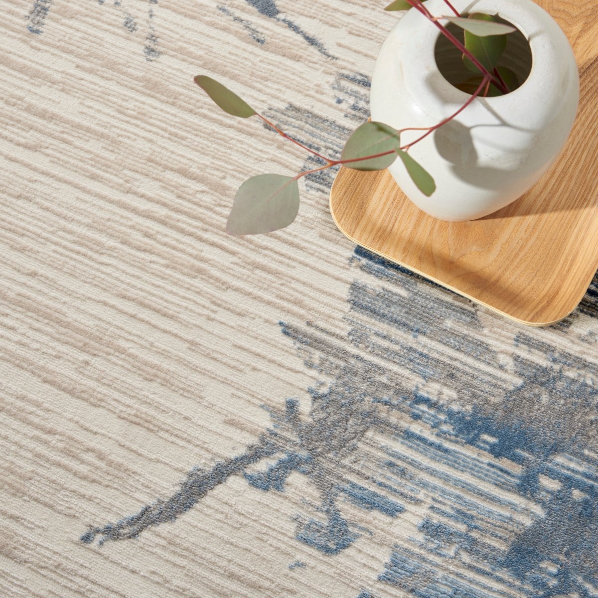 Calvin Klein Home Ck005 Enchanting Ech01 Ivory/Grey/Blue Rugs.