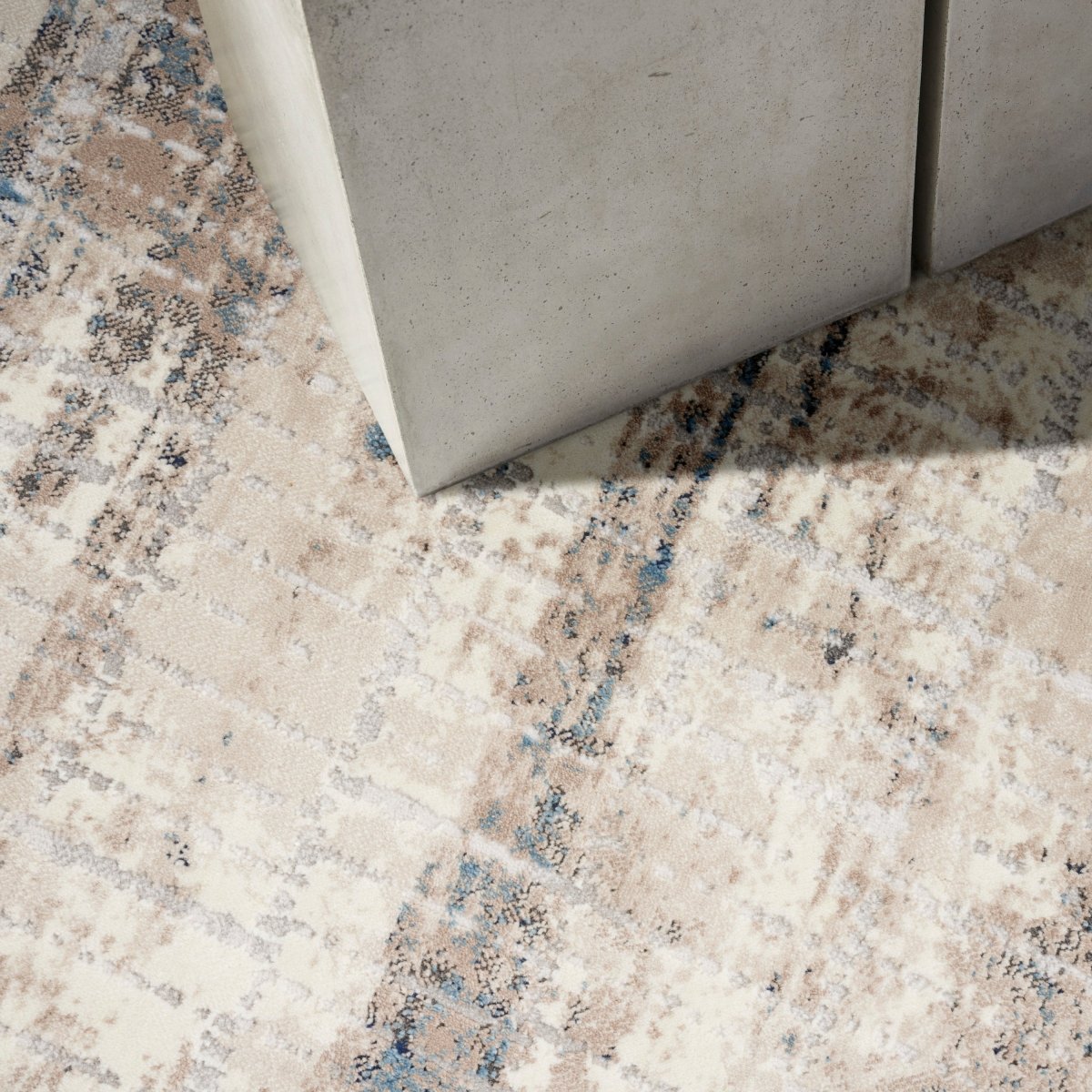 Calvin Klein Home Ck022 Infinity Ifn02 Ivory Grey Blue Rug.
