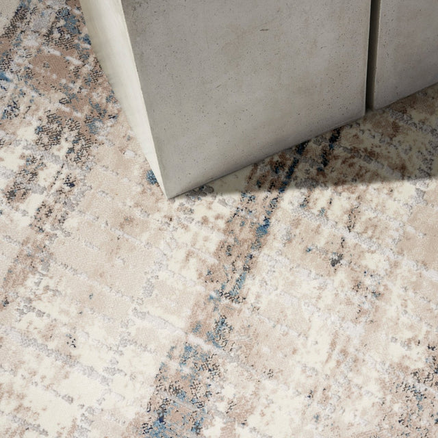 Calvin Klein Home Ck022 Infinity Ifn02 Ivory Grey Blue Rug.