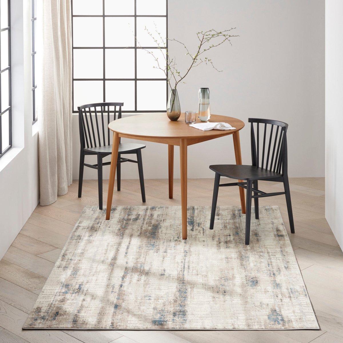 Calvin Klein Home Ck022 Infinity Ifn02 Ivory Grey Blue Rug.