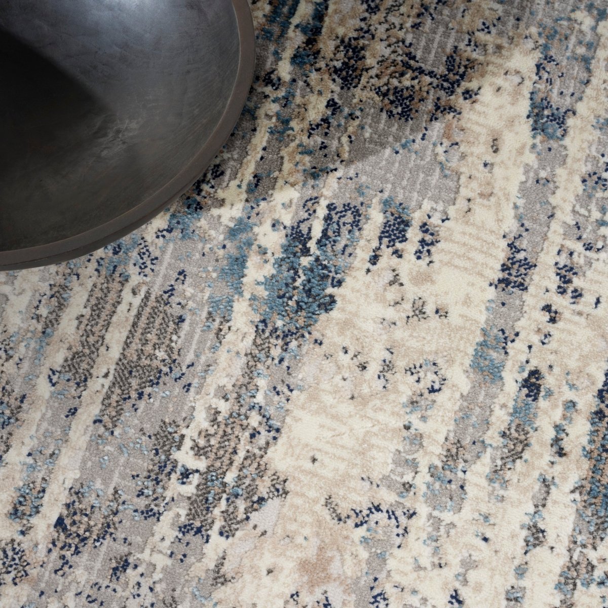 Calvin Klein Home Ck022 Infinity Ifn04 Ivory Grey Blue Rug.