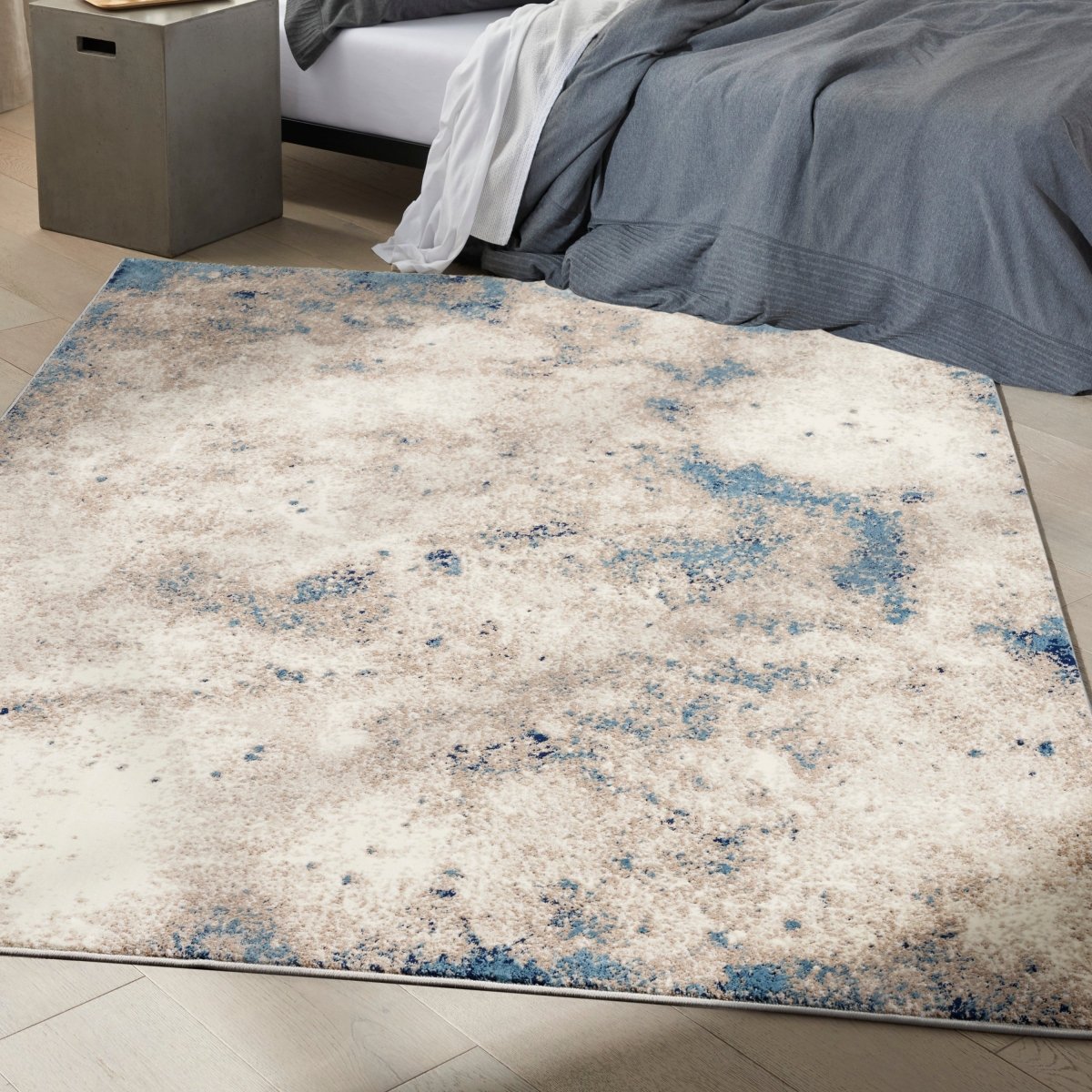 Calvin Klein Home Ck022 Infinity Ifn05 Ivory Grey Blue Rug.