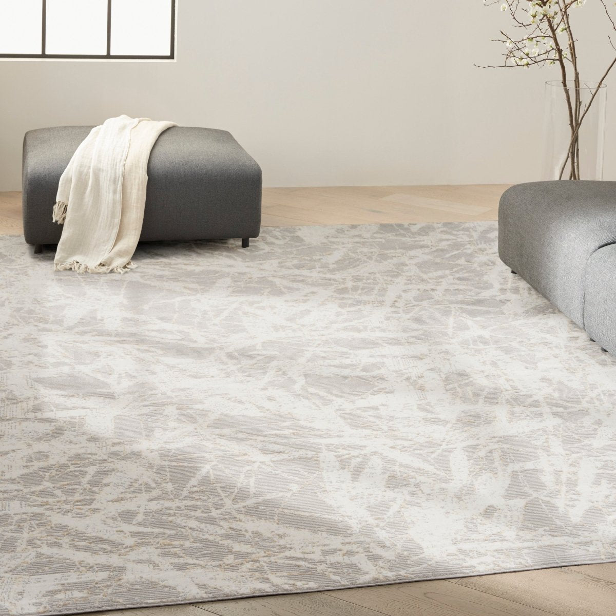 Calvin Klein Home Ck950 Rush Ck956 Grey Ivory Rug.