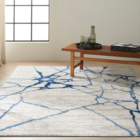 Calvin Klein Home River Flow Rfv05 Ivory Blue Rugs.