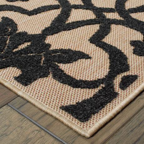 Oriental Weavers Sphinx Cayman 001B9 Sand / Charcoal Rug - corner detail