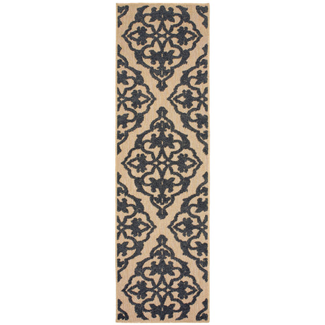 Oriental Weavers Sphinx Cayman 001B9 Sand / Charcoal Rug - 2'3" x 7'6" runner view