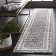 Safavieh Border & Stripe Shag 200 2'-2" x 8'-0" Rug in Grey / Ivory